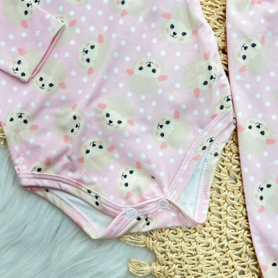 Conj. Body Manga Longa e Calça em Malha Térmica com Proteção UV50+- Ovelhinhas